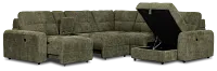 Hendrix Green Fabric Small Dual Power Right Extension Chaise Sectional