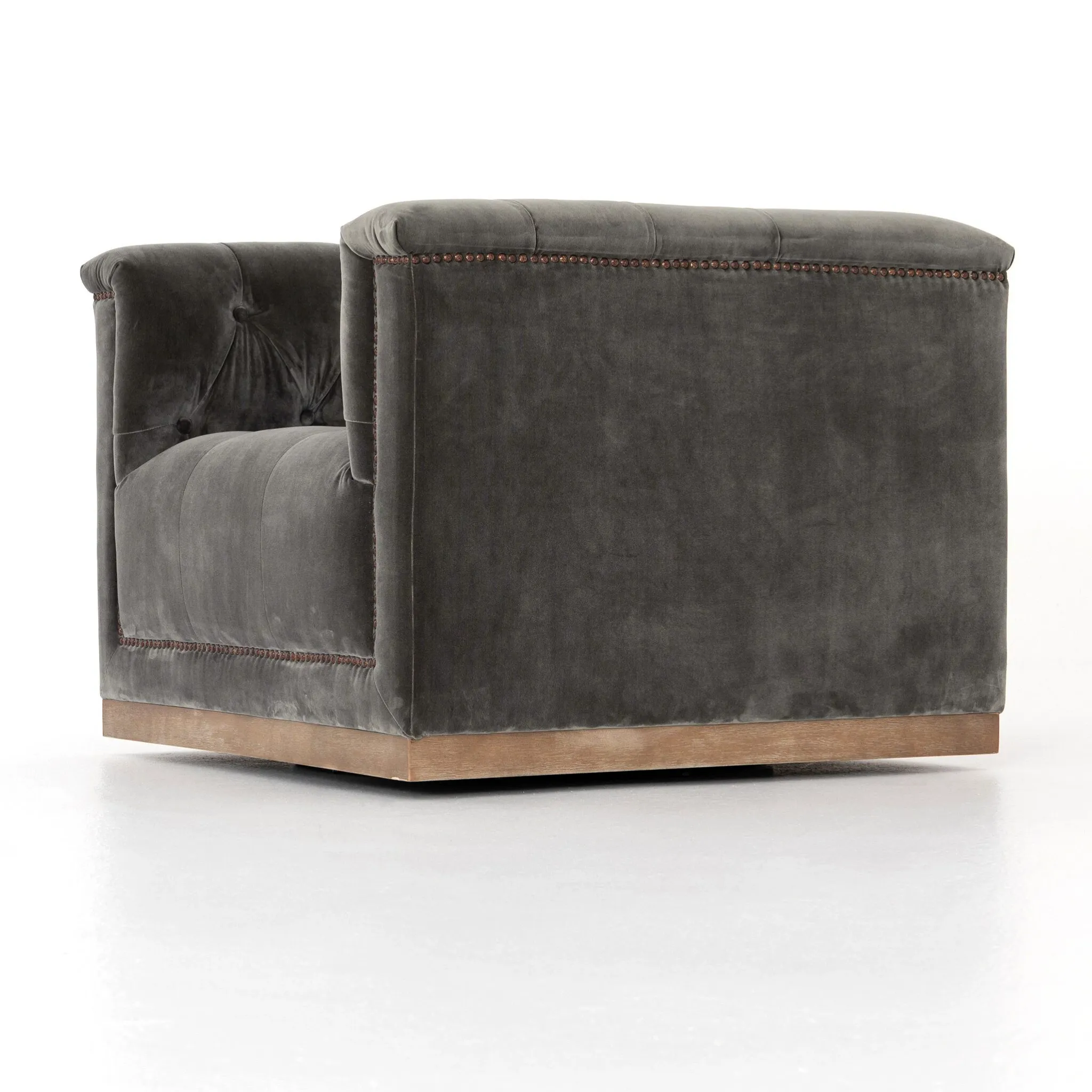 Four Hands Nannie Dark Gray Velvet Swivel Chair