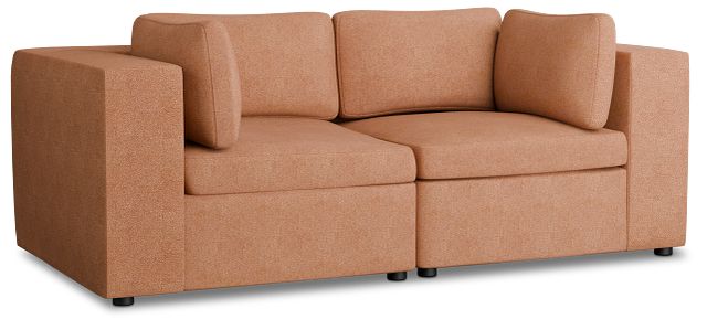 Destin Sutton Orange Fabric 2 Piece Modular Sofa