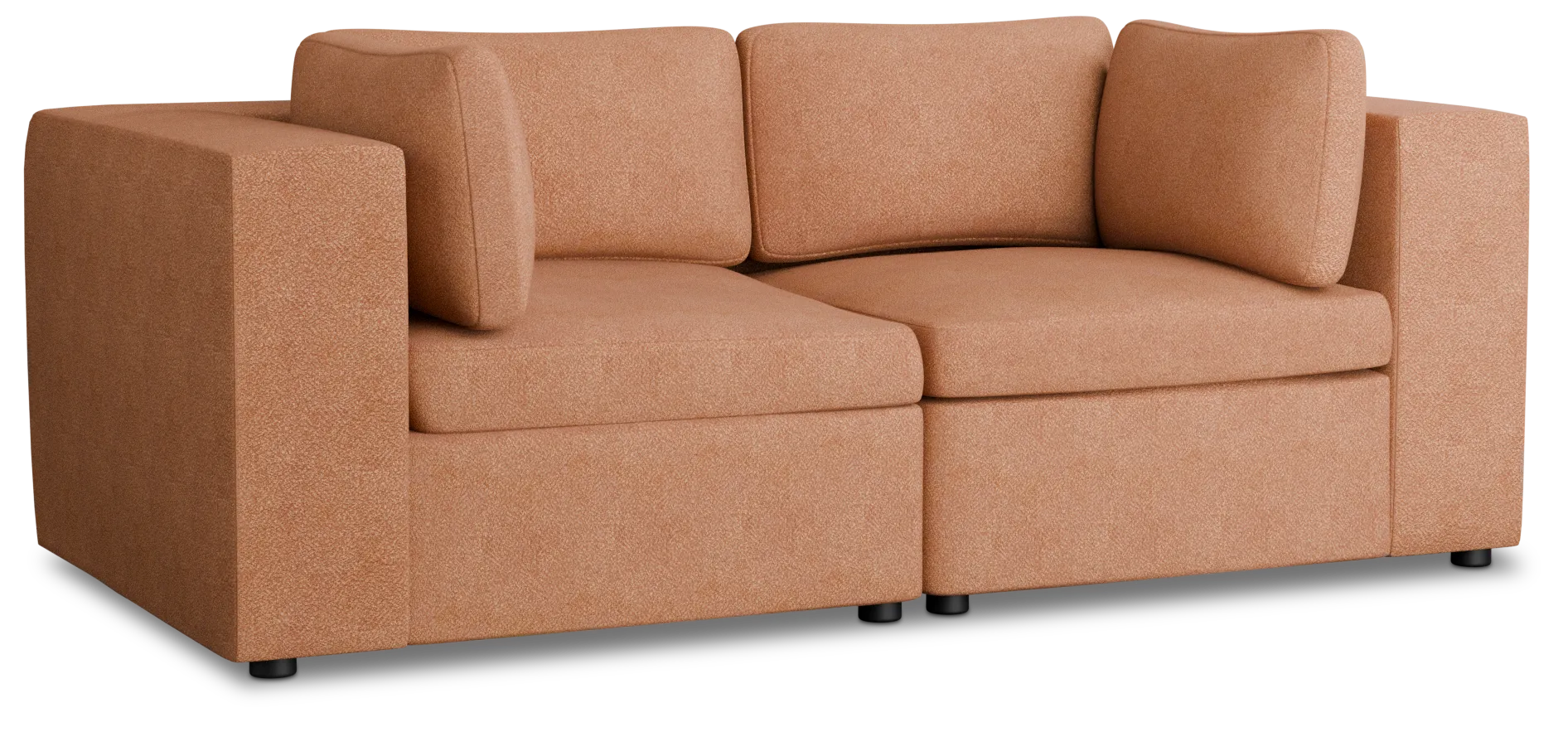 Destin Sutton Orange Fabric 2 Piece Modular Sofa