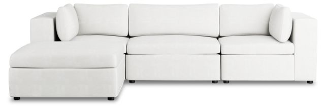 Destin Sutton White Fabric 4-piece Bumper Sectional