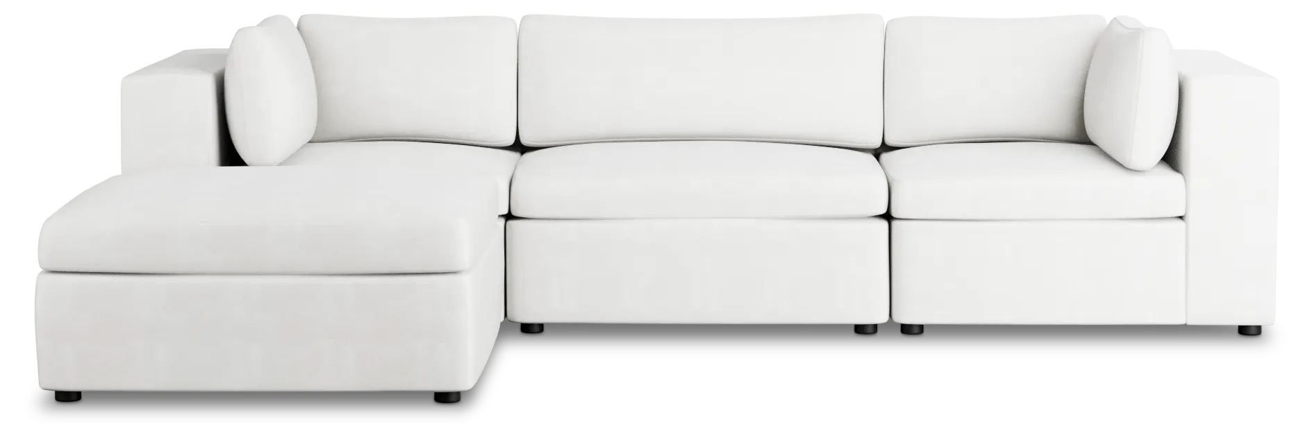 Destin Sutton White Fabric 4-piece Bumper Sectional