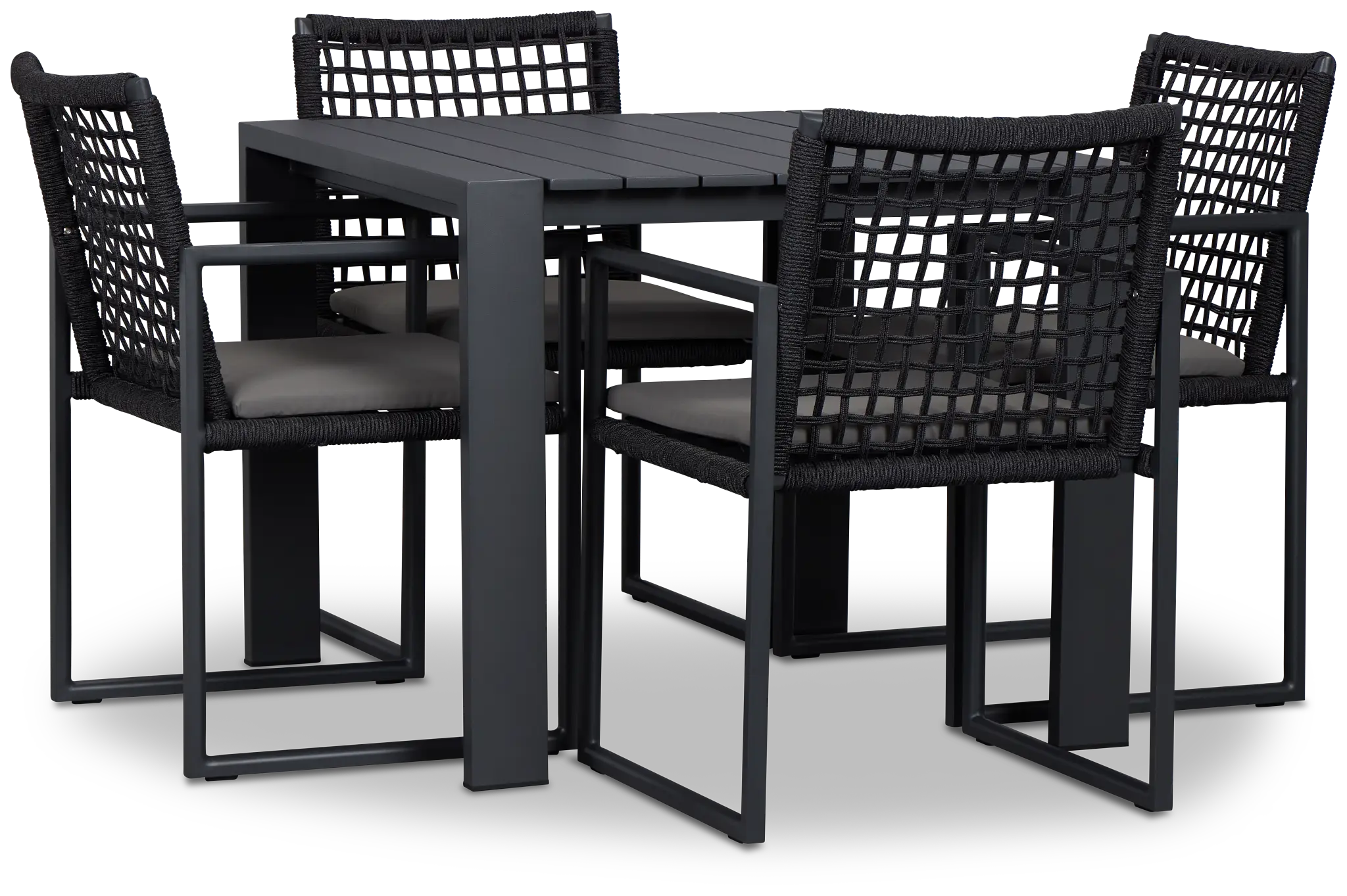 Sunrise Dark Gray 35" Square Table & 4 Aluminum Arm Chairs Sunrise Dark Gray 35" Square Table & 4 Aluminum Arm Chairs