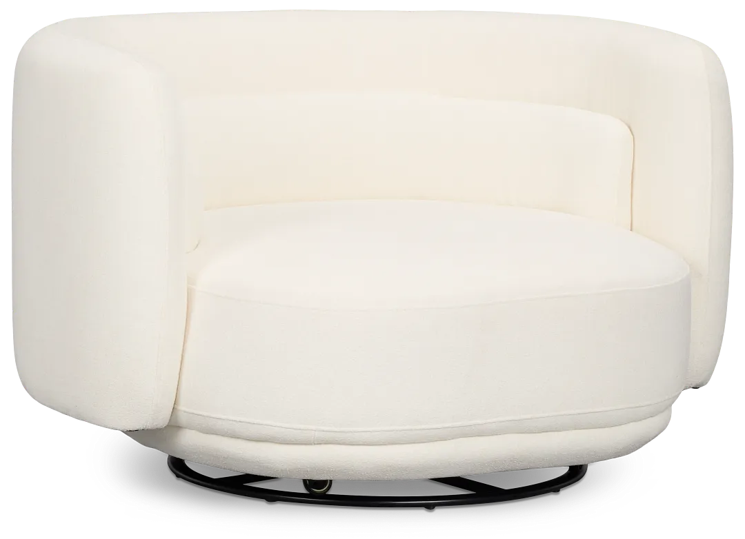 Presley White Fabric Swivel Chair