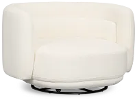 Presley White Fabric Swivel Chair