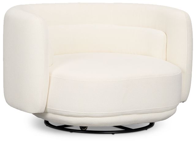 Presley White Fabric Swivel Chair