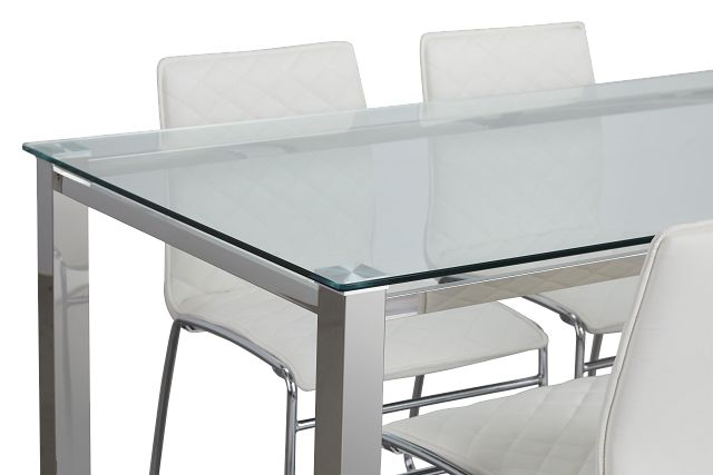 Skyline White Rect Table & 4 Metal Chairs