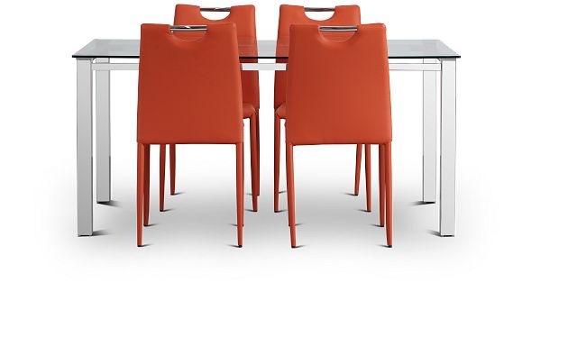 Skyline Orange Rect Table & 4 Upholstered Chairs