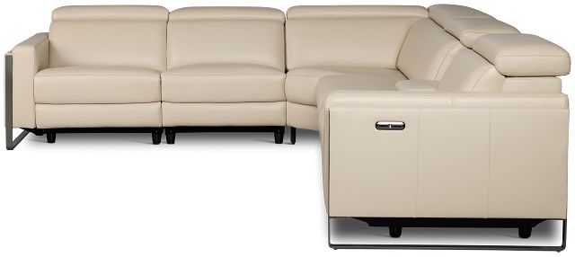 Atlas Taupe Lthr/vinyl Medium Triple Power 2-arm Sectional