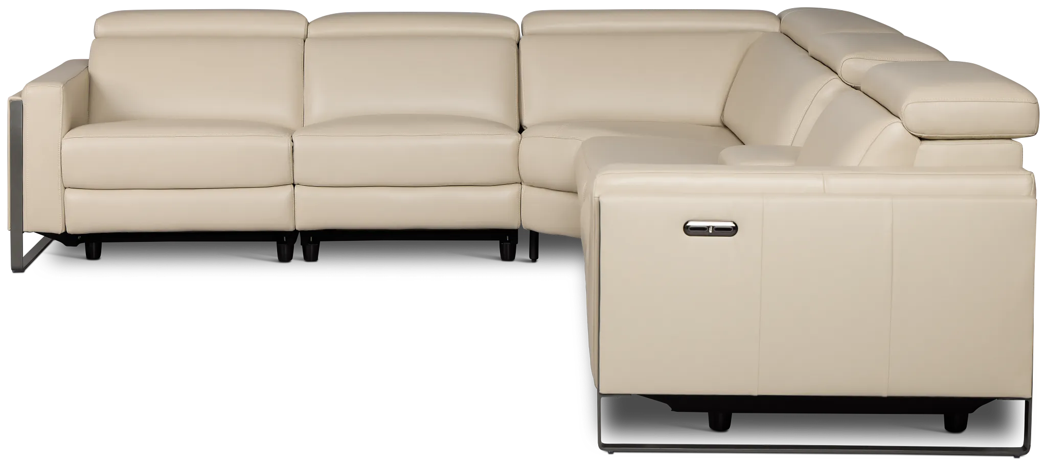 Atlas Taupe Lthr/vinyl Medium Triple Power 2-arm Sectional