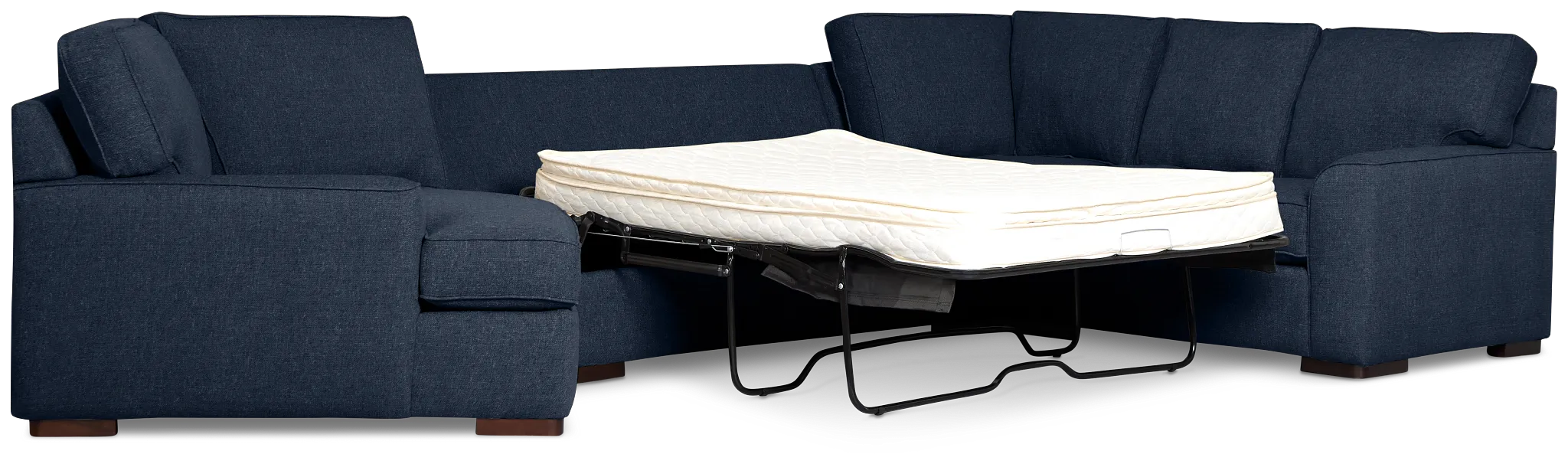 Sinclair Dark Blue Fabric Left Cuddler Innerspring Sleeper Sectional