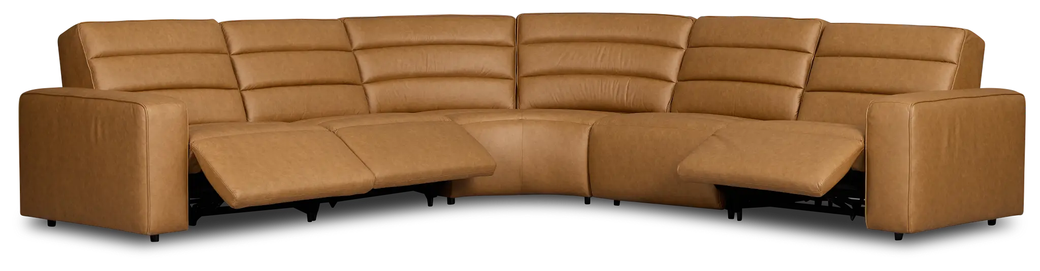 Sawyer Light Brown Micro Small Triple Power Reclining Two-arm Sectional Sawyer Light Brown Micro Small Triple Power Reclining Two-arm Sectional