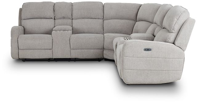 Piper Gray Fabric Medium Dual Power Reclining Sect With Dual Console