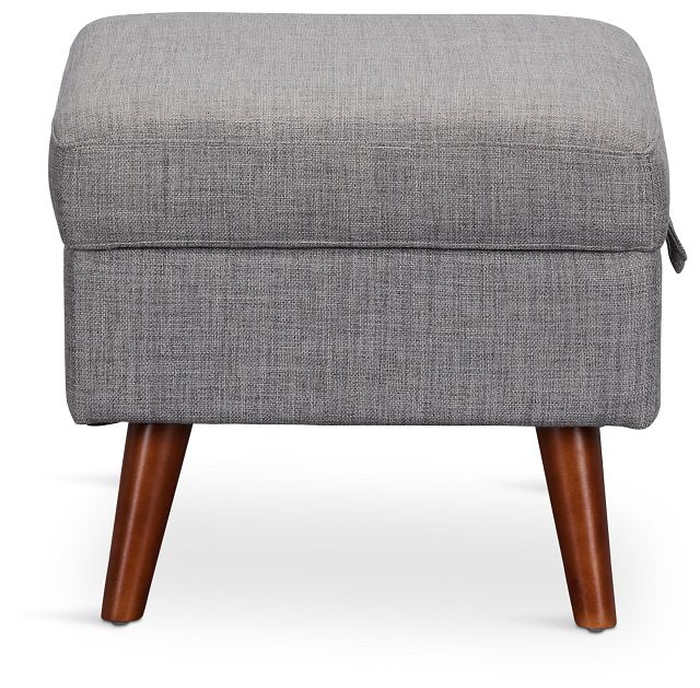 Raya Light Gray Fabric Storage Ottoman