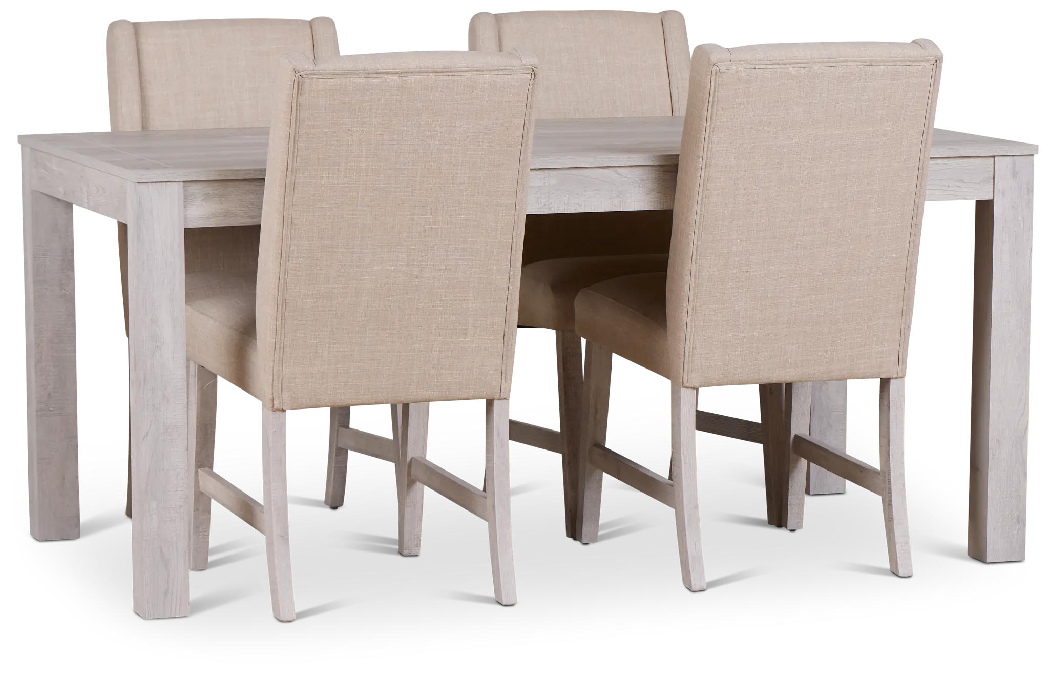 Delray White Rect Table & 4 Upholstered Chairs Delray White Rect Table & 4 Upholstered Chairs