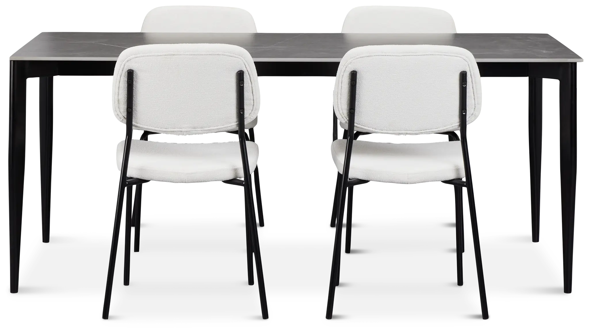 Andover Gray Rect Table & 4 White Upholstered Chairs Andover Gray Rect Table & 4 White Upholstered Chairs