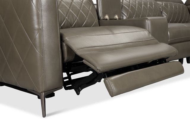 Ava Dark Gray Micro Large Dual Power Reclining Two-arm Sectional