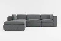 Destin Delray Dark Gray Fabric 5pc Bumper Sectional