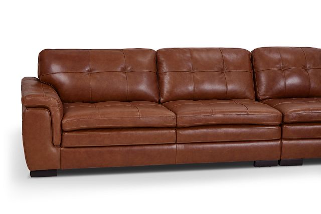 Braden Medium Brown Leather Large Right Chaise Sectional