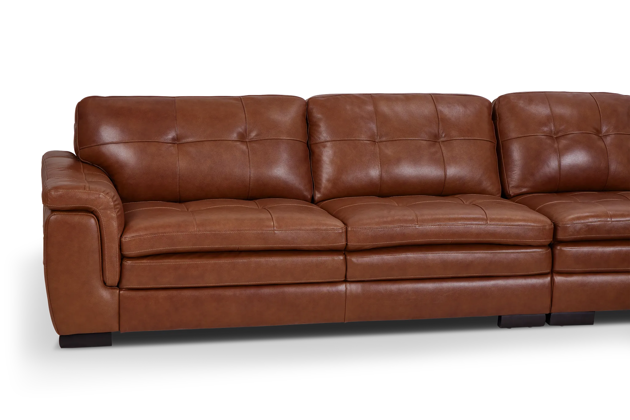 Braden Medium Brown Leather Large Right Chaise Sectional