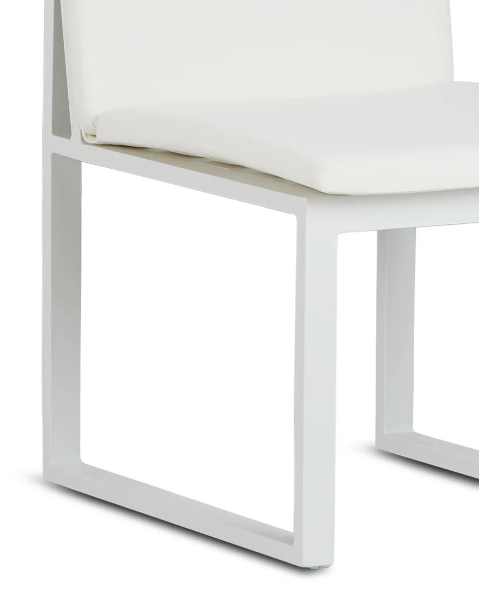 Linear White Aluminum Cushioned Chair