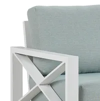 Linear White Teal Rocking Chair