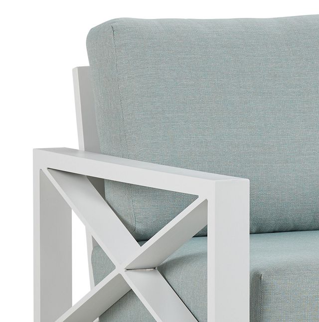 Linear White Teal Rocking Chair