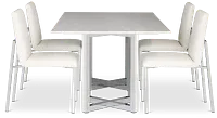 Amalfi White Marble Rectangular Table & 4 Upholstered Chairs