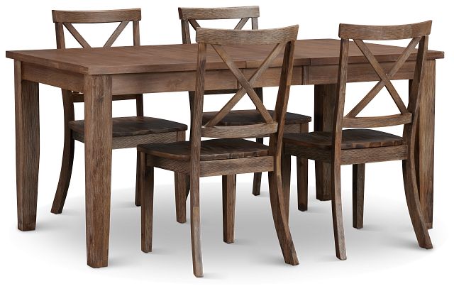 Woodstock Light Tone Extension Rectangular Table & 4 Wood Chairs (1)