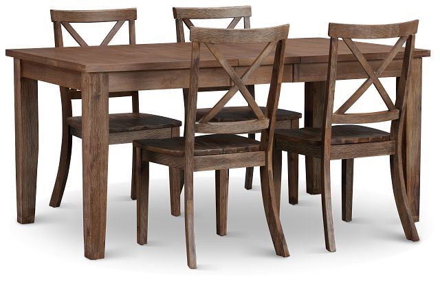 Woodstock Light Tone Rectangular Table & 4 Wood Chairs