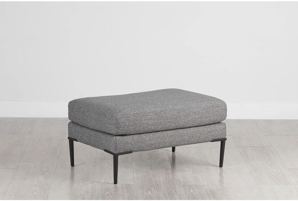 Morgan Dark Gray Fabric Ottoman With Wood Legs Living Room Ottomans City Furniture