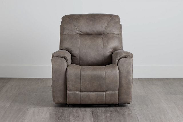 Akron Taupe Micro Power Lift Recliner With Power Lumbar