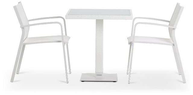Lisbon White 27" Square Table & 2 Chairs