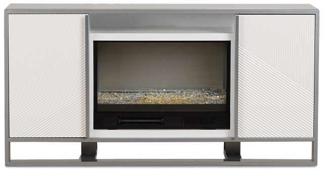 Stanley White 65" Tv Stand With Fireplace Insert