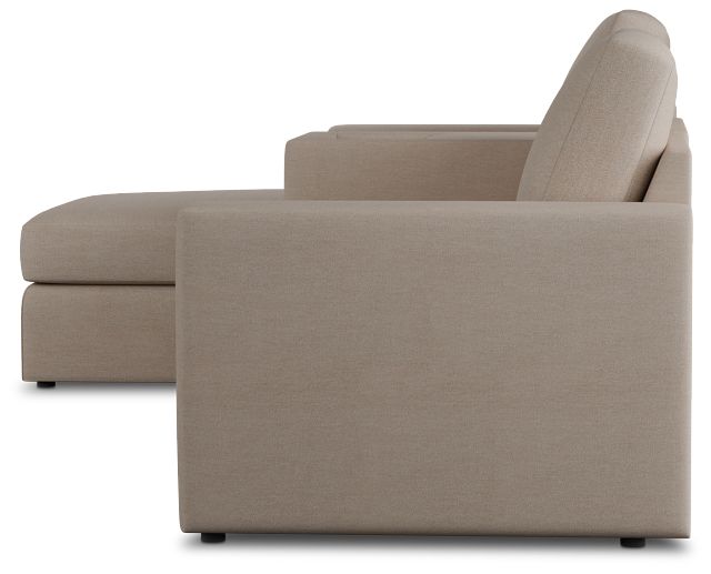 Citymod Beige Fabric Small Left Chaise Sectional With Media Console
