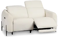 Zuri White Velvet Power Reclining Loveseat W/ Power Headrest