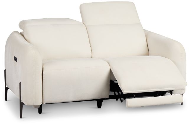 Zuri White Velvet Power Reclining Loveseat W/ Power Headrest