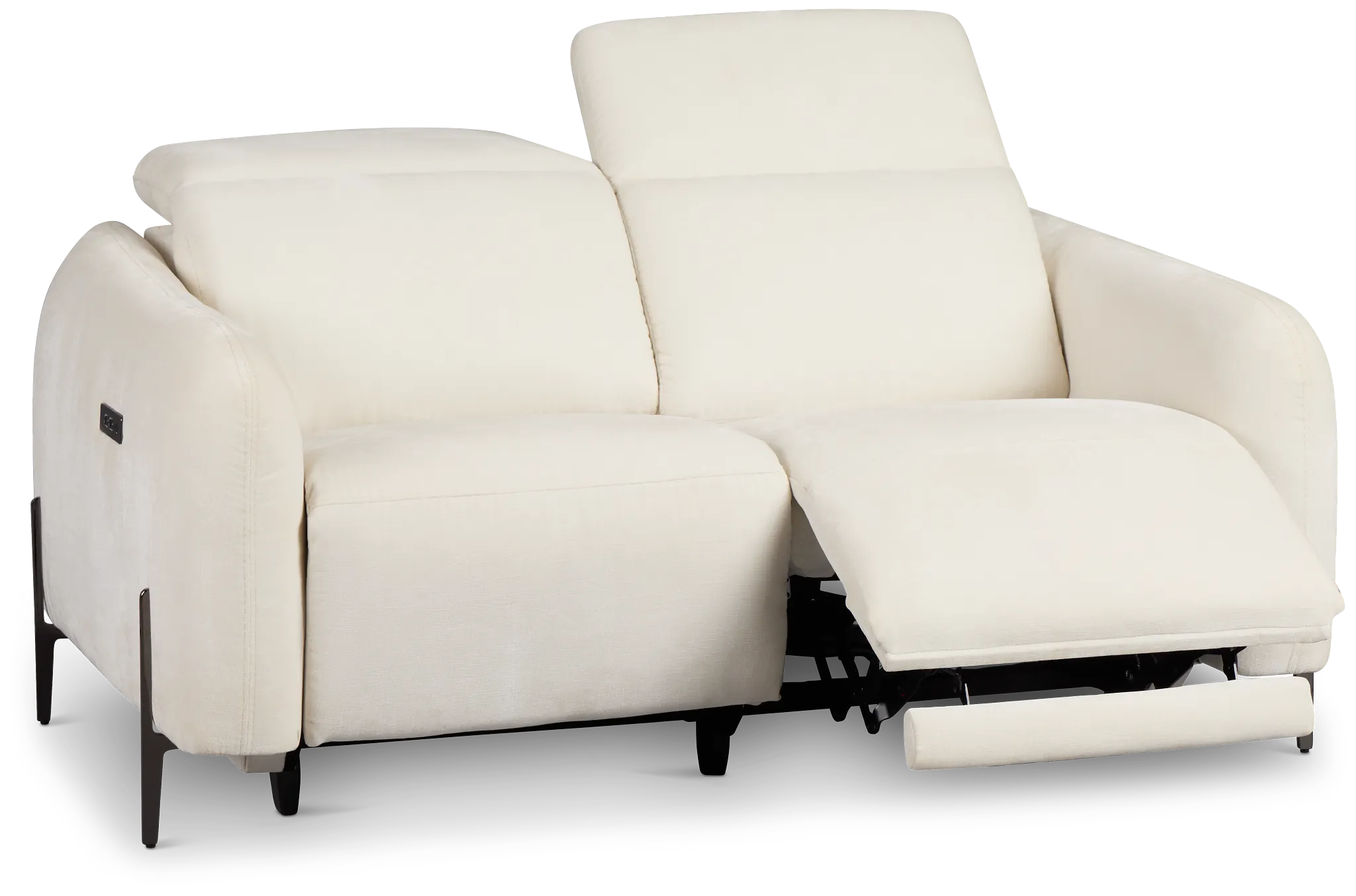 Zuri White Velvet Power Reclining Loveseat W/ Power Headrest