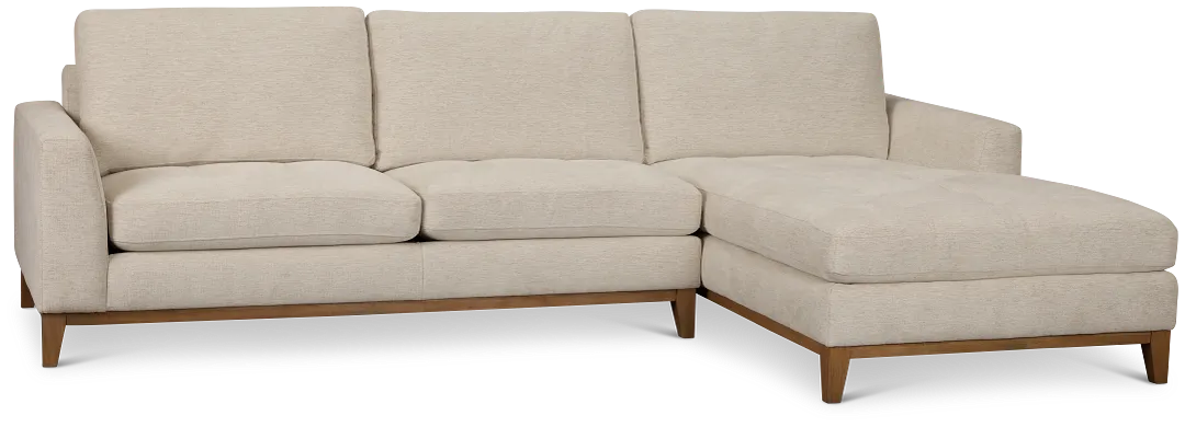 Maisie Light Beige Fabric Right Chaise Sectional