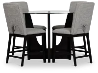 Oxford Glass High Table & 4 Upholstered Barstools