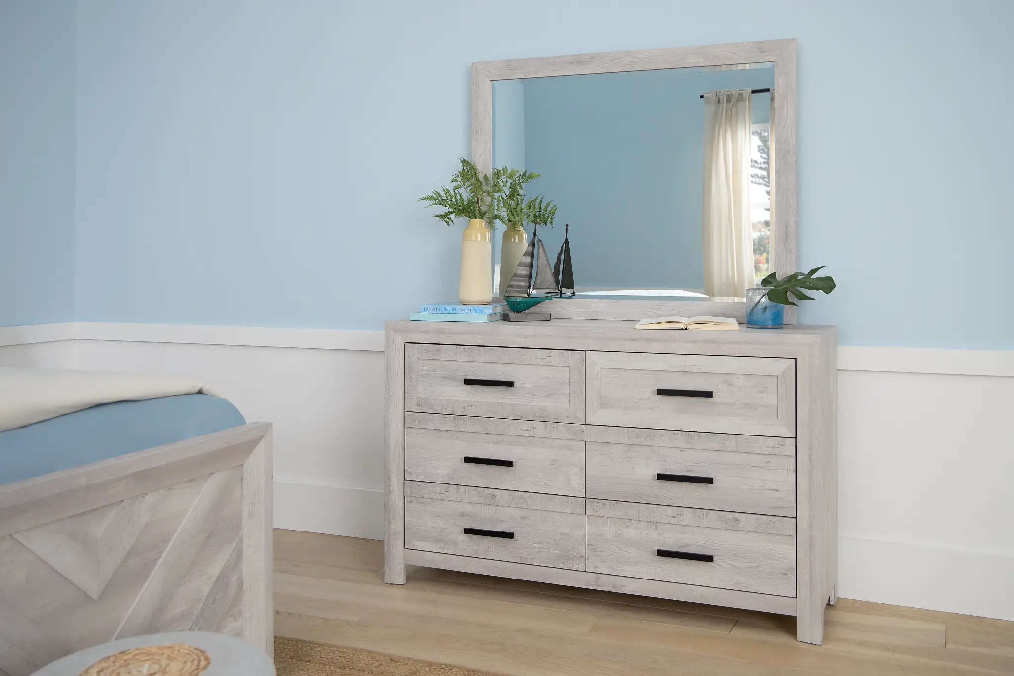 Delray White Dresser & Mirror Delray White Dresser & Mirror