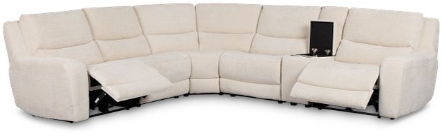Bennett Light Beige Fabric Medium Dual Power 2-arm Reclining Sectional