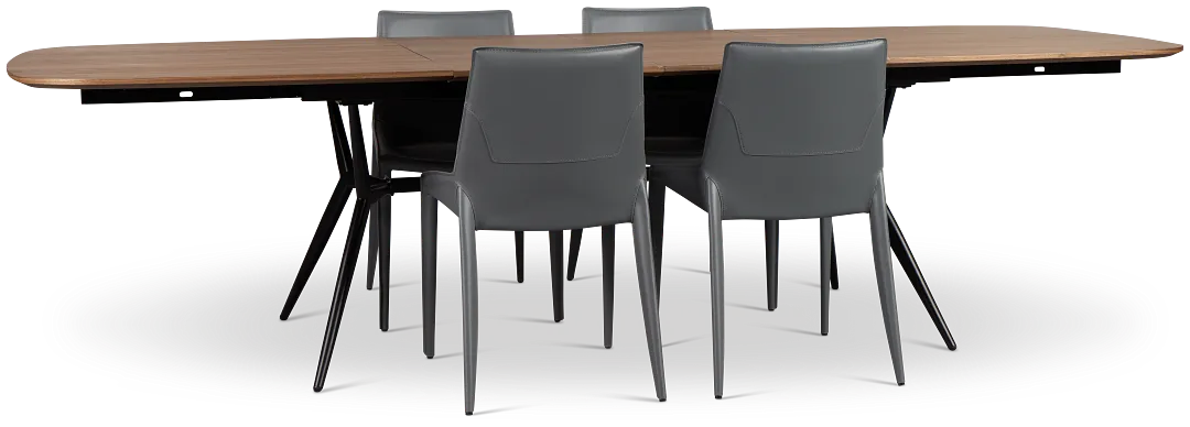 Margo Two-tone Rect Table & 4 Gray Upholstered Chairs