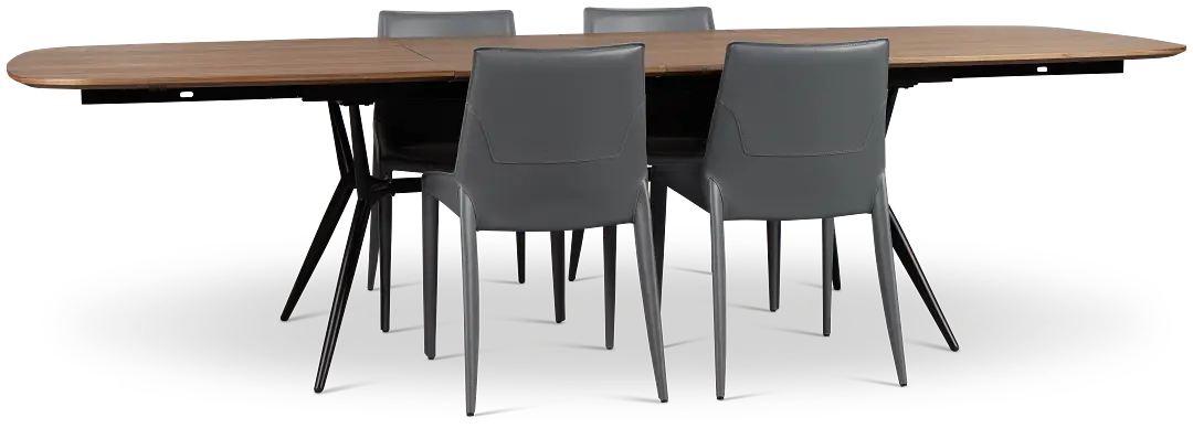 Margo Two-tone Rect Table & 4 Gray Upholstered Chairs Margo Two-tone Rect Table & 4 Gray Upholstered Chairs