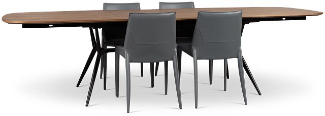 Margo Two-tone Rect Table & 4 Gray Upholstered Chairs