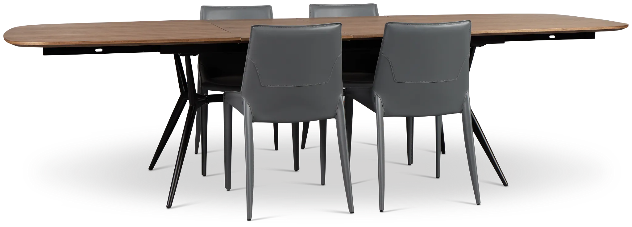 Margo Two-tone Rect Table & 4 Gray Upholstered Chairs