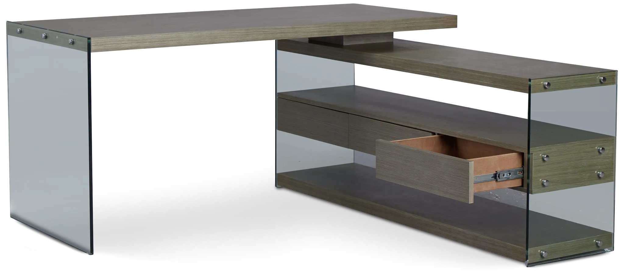 Olympia Gray Large L Desk