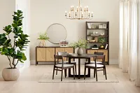 Santorini Dark Tone Round Table & 4 Upholstered Chairs