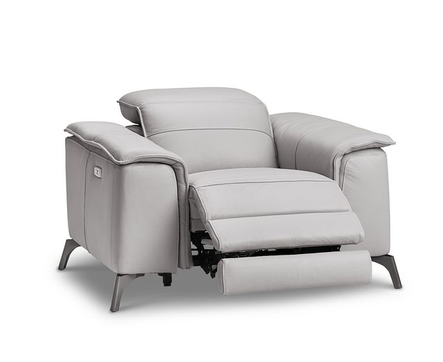 Pearson Gray Leather Power Recliner With Power Headrest