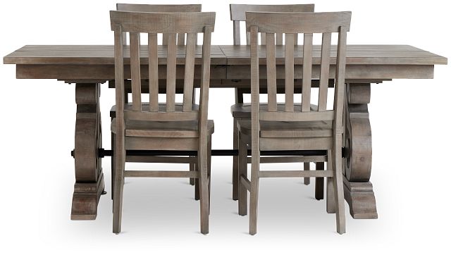 Sonoma Light Tone Trestle Table & 4 Wood Chairs (5)
